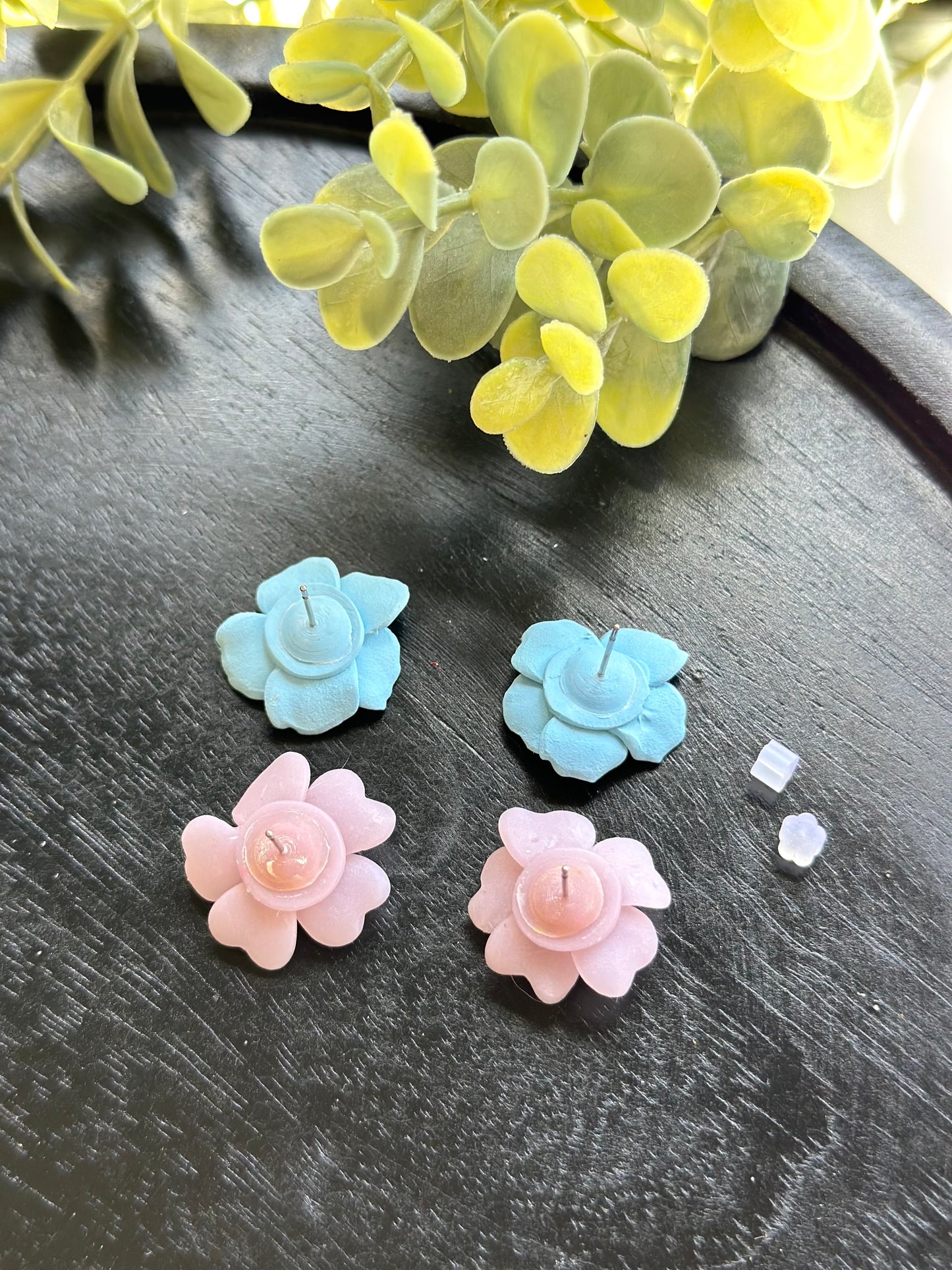 light blue small flower studs